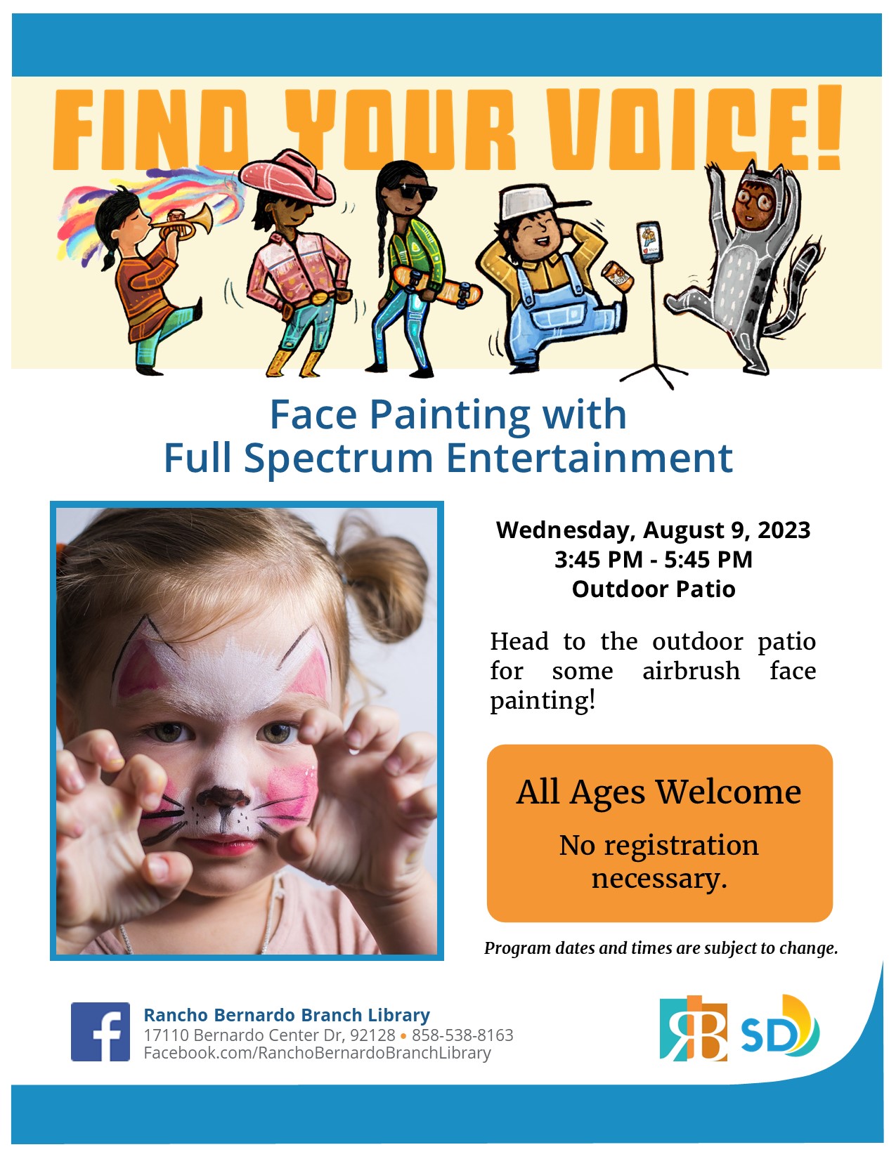 Face Painting San Diego Public Library